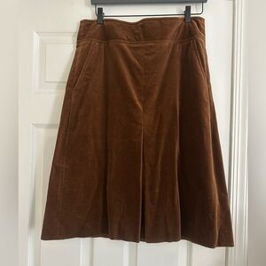 DKNY Vintage Rich Brown A-Line Skirt with Center Slit. Suede Feel